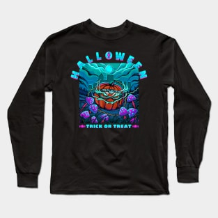 halloween with pumpkin monsters glowing mushrooms perfect shirt printing Long Sleeve T-Shirt